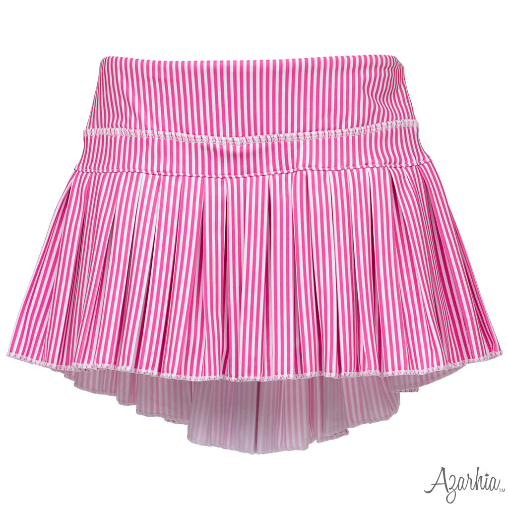Azarhia Girls Hot Pink Stripe Mini Pleated Skort | Boutique Tennis Skirt
