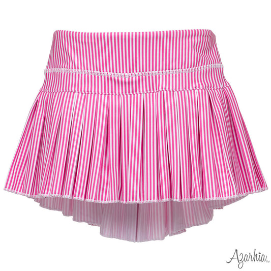 Azarhia Girls Hot Pink Stripe Mini Pleated Skort | Boutique Tennis Skirt