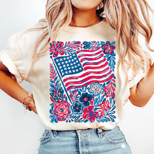 *American Flag Floral Tee