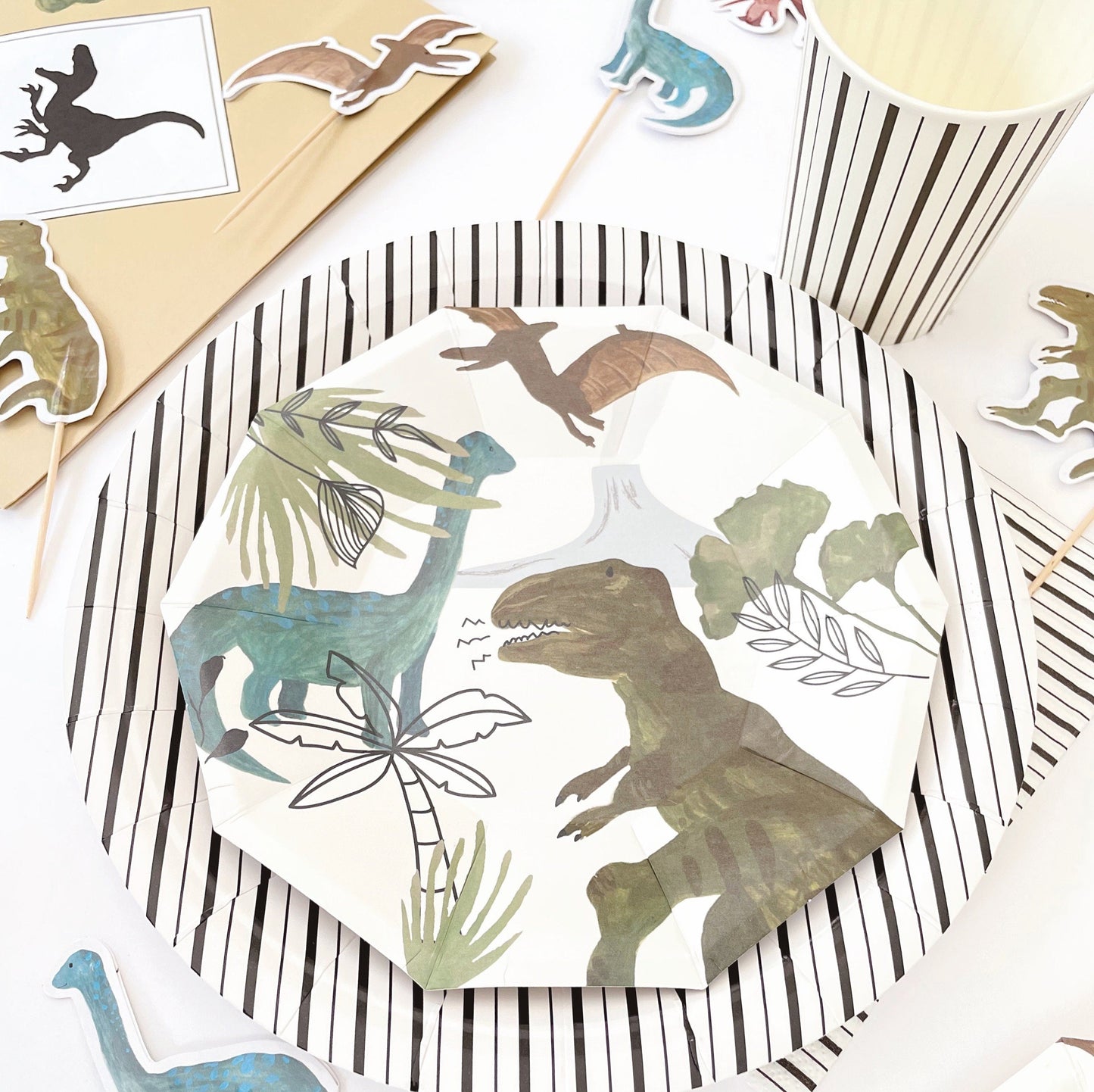 Dinosaur Birthday Party Supplies Kit – Dino Party | Plates, Cups, Napkins | Party in a Box