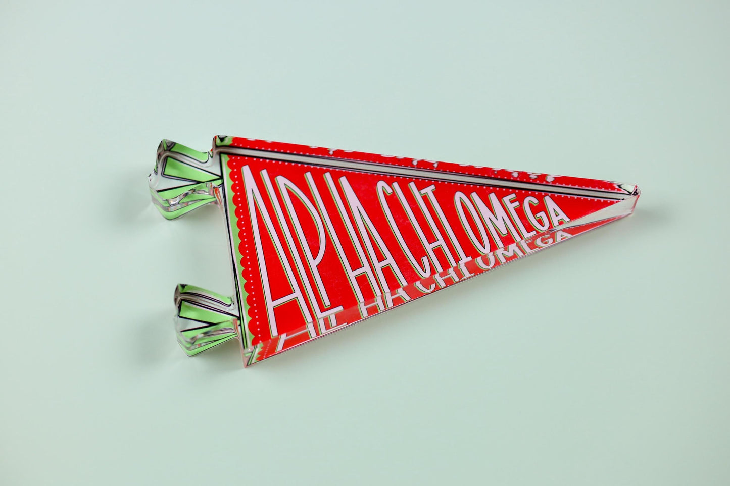 Alpha Chi Omega Acrylic Pennant Flag Shelfie