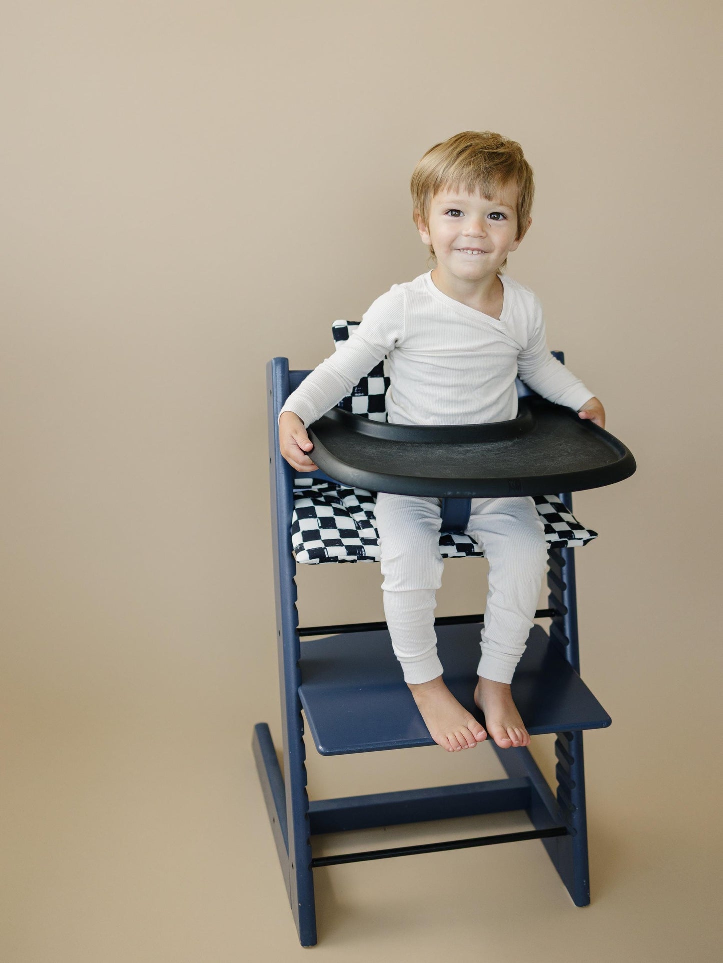 Black & White Checkered Highchair Cushion - Wipeable Stokke Tripp Trapp Cover