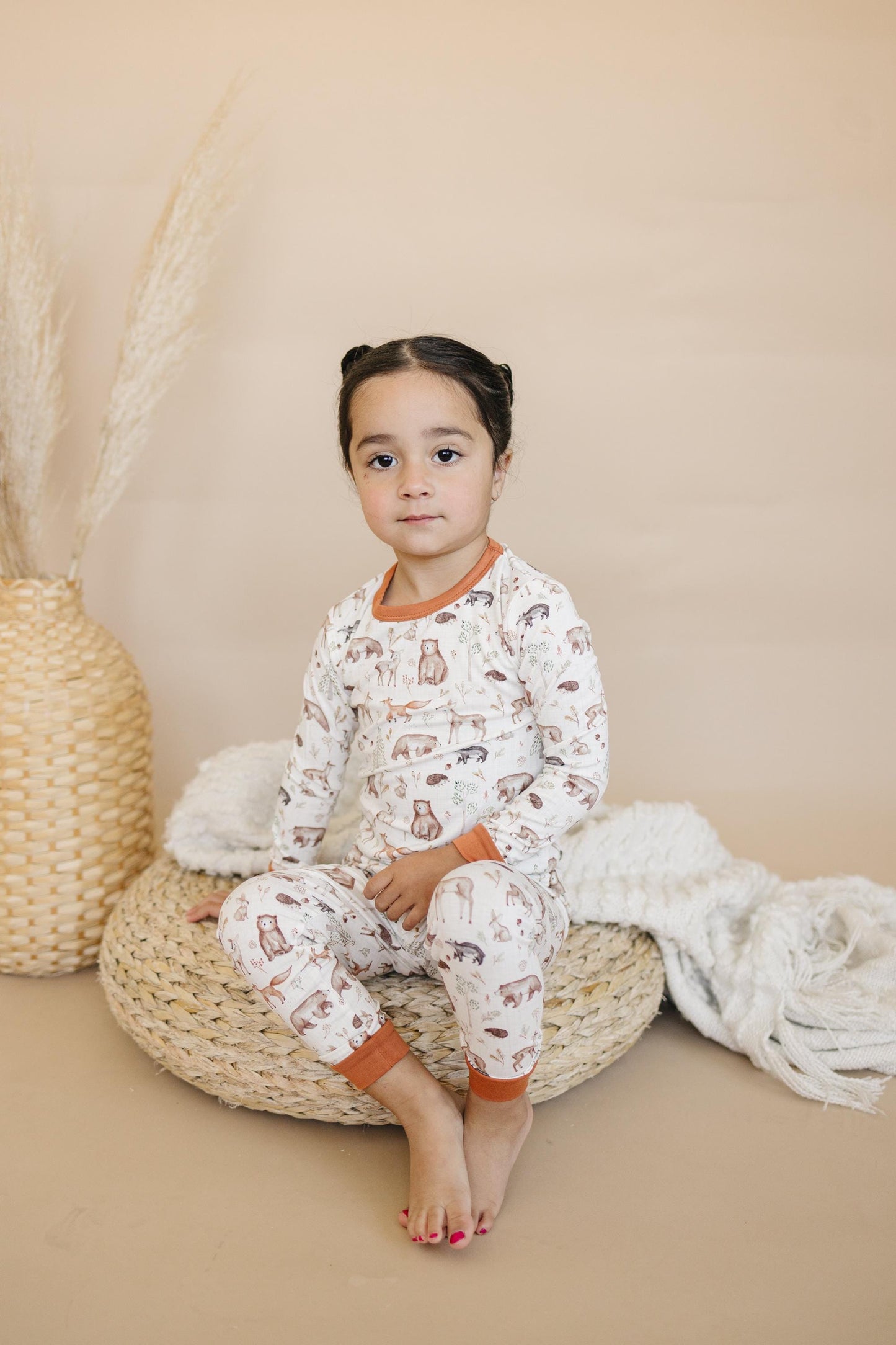 Forest Friends 2pc Bamboo Pajamas - Fall Woodland PJ Set for Toddlers and Kids