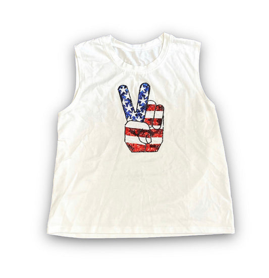 American Peace Out Sequin Adult Tank