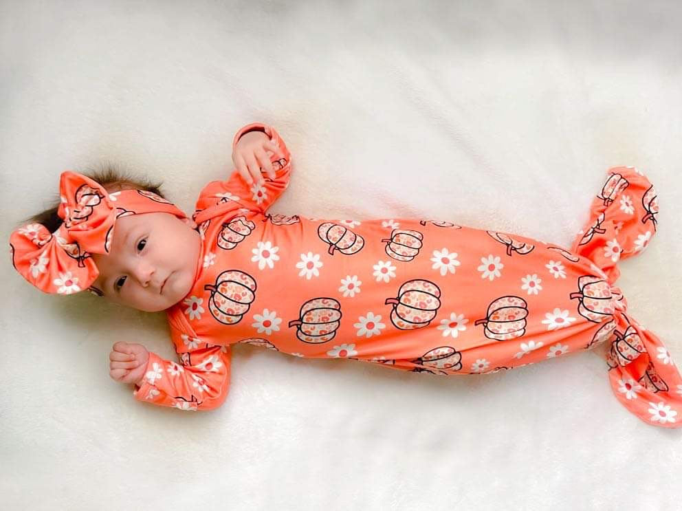 Leopard pumpkin gown and headband set