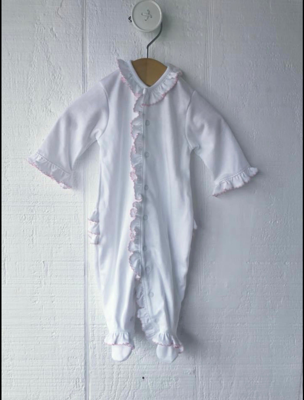 Pima cotton ruffle trim footie