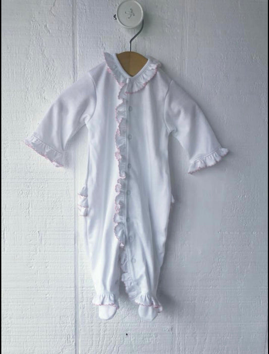 Pima cotton ruffle trim footie