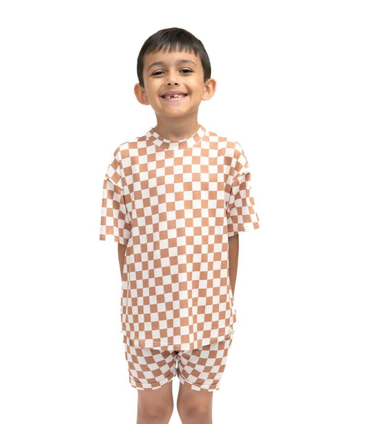 6Y & 7Y Rust Checks Toddler T-shirt