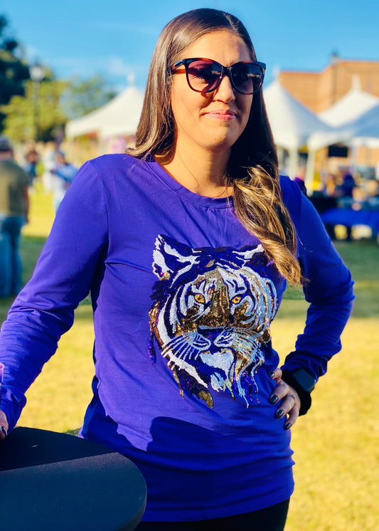 Tiger Face Long Sleeve Adult