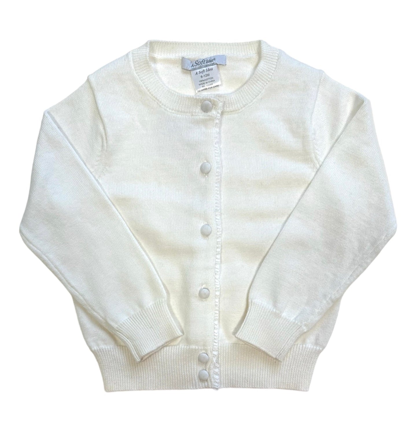 Cardigan with Ruffle Placket & Covered Buttons