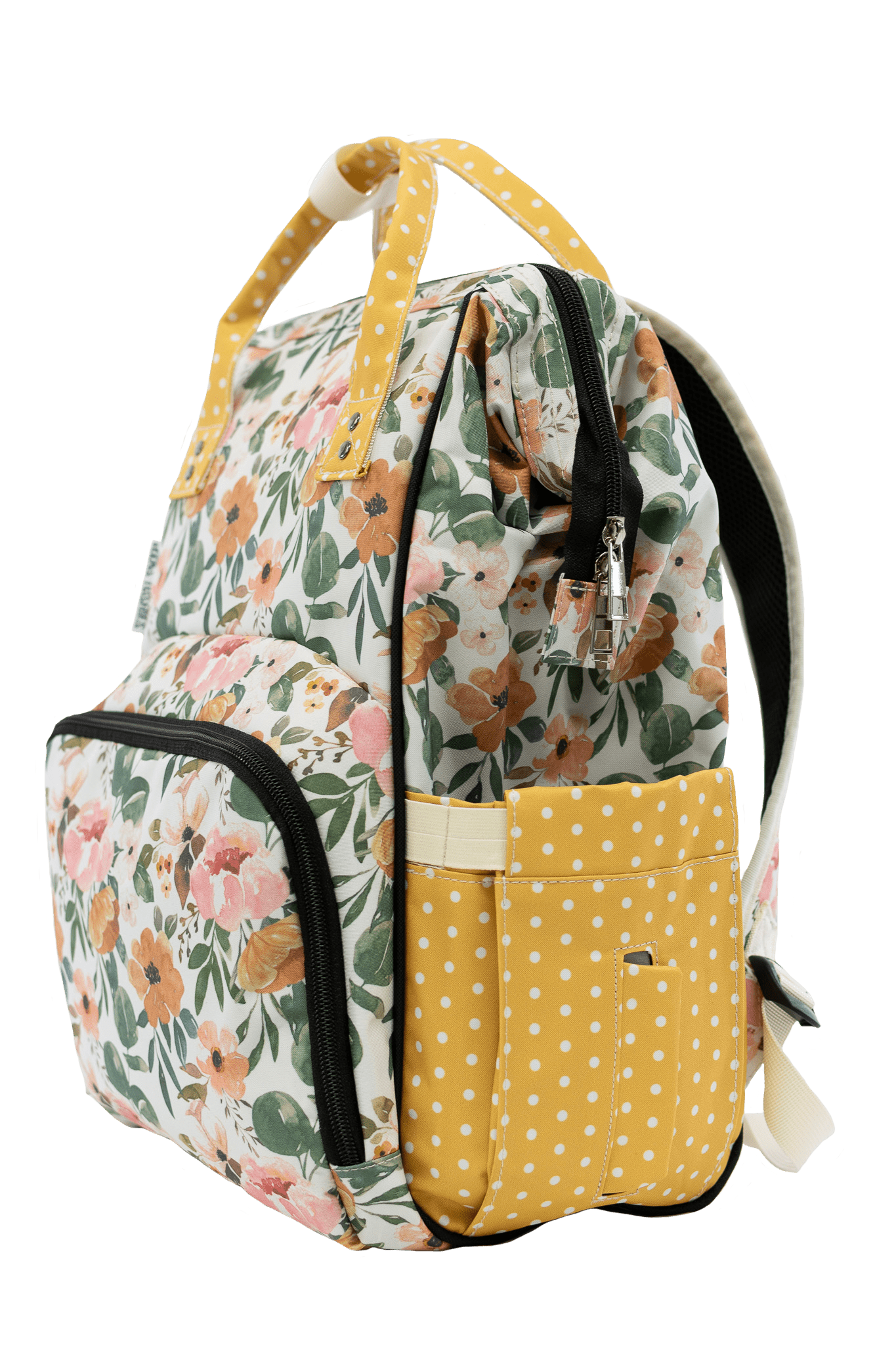 Josie Floral & Mustard Dot - Diaper Bag