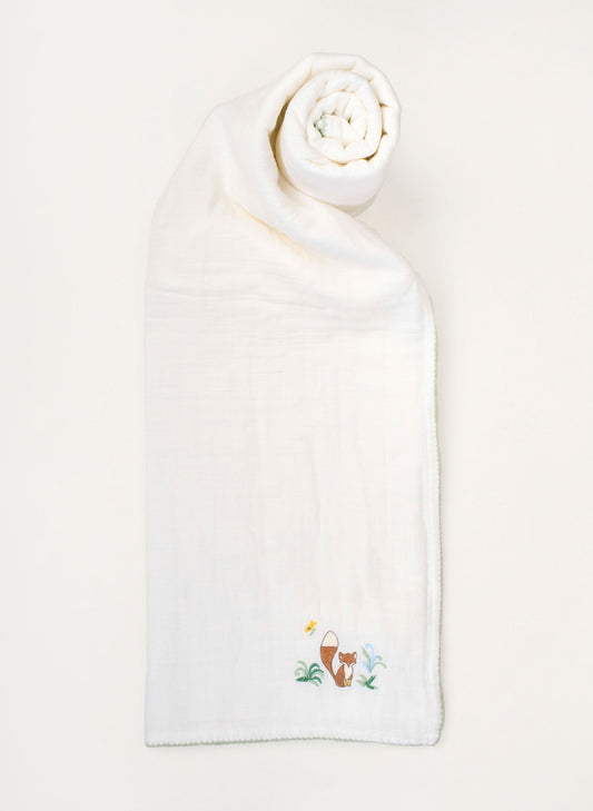 Shawl Blanket - Embroidered Fox