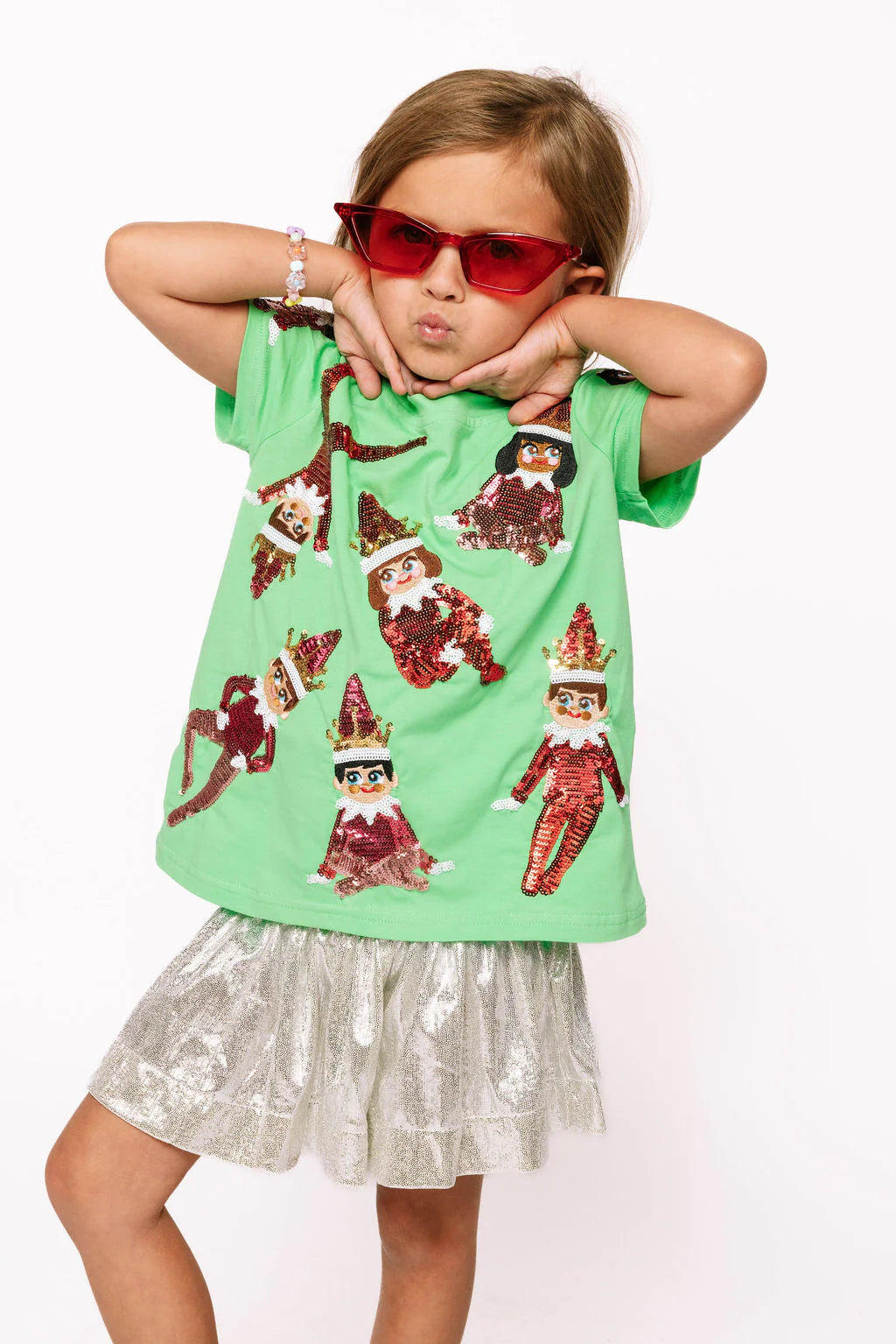 Queen of Sparkles Green Elf on the Shelf Tee - Kids