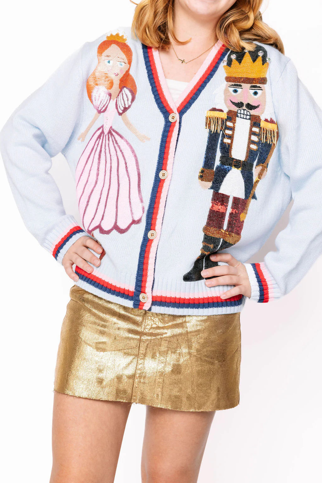 Queen of Sparkles Light Blue Sequin Nutcracker & Clara Cardigan – Kids
