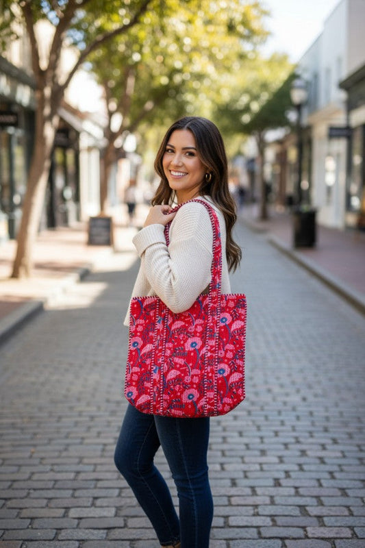 SC - Scarlet Blooms Floral Tote Bag