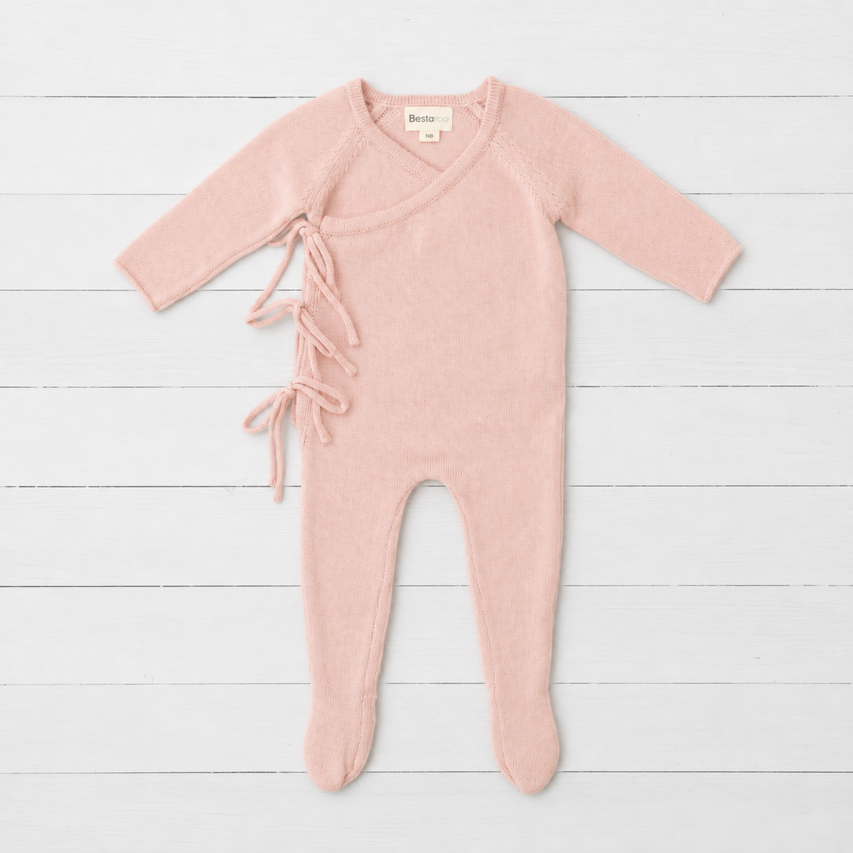 Knit Tie Wrap Romper in Tea Rose