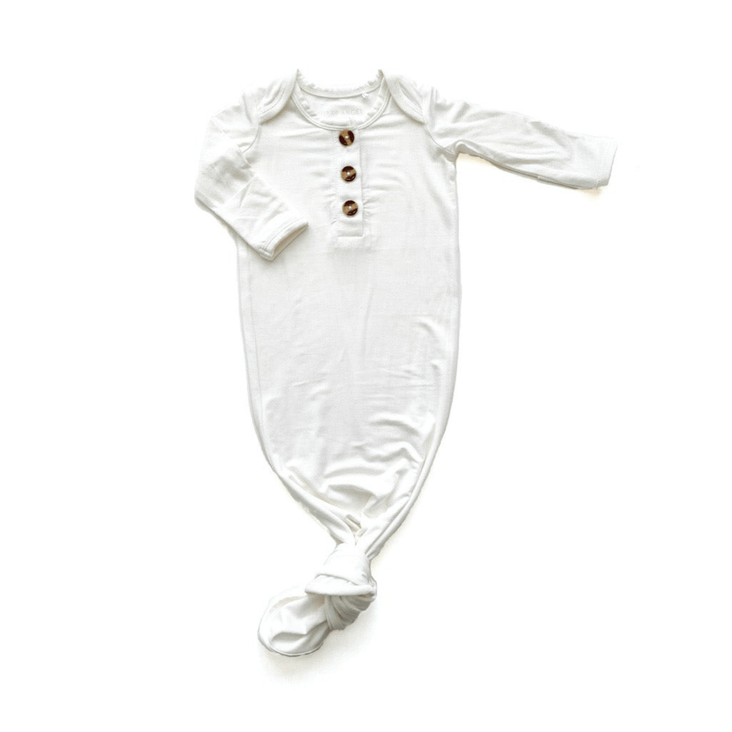 Knotted Baby Gown - Solid White