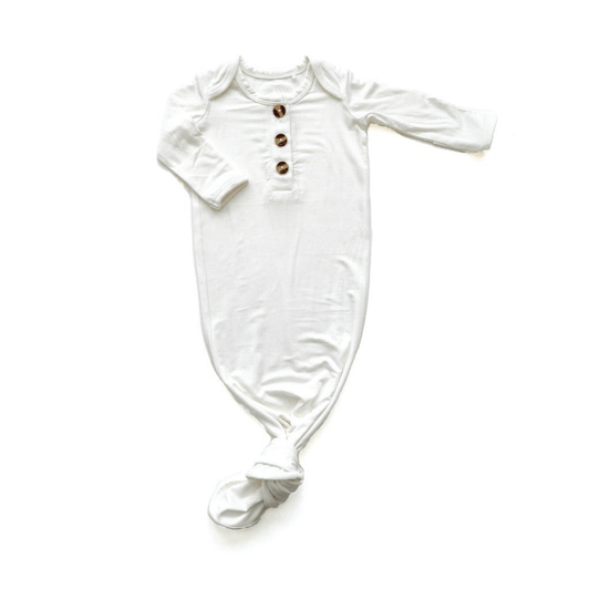 White Bamboo Knotted Baby Gown