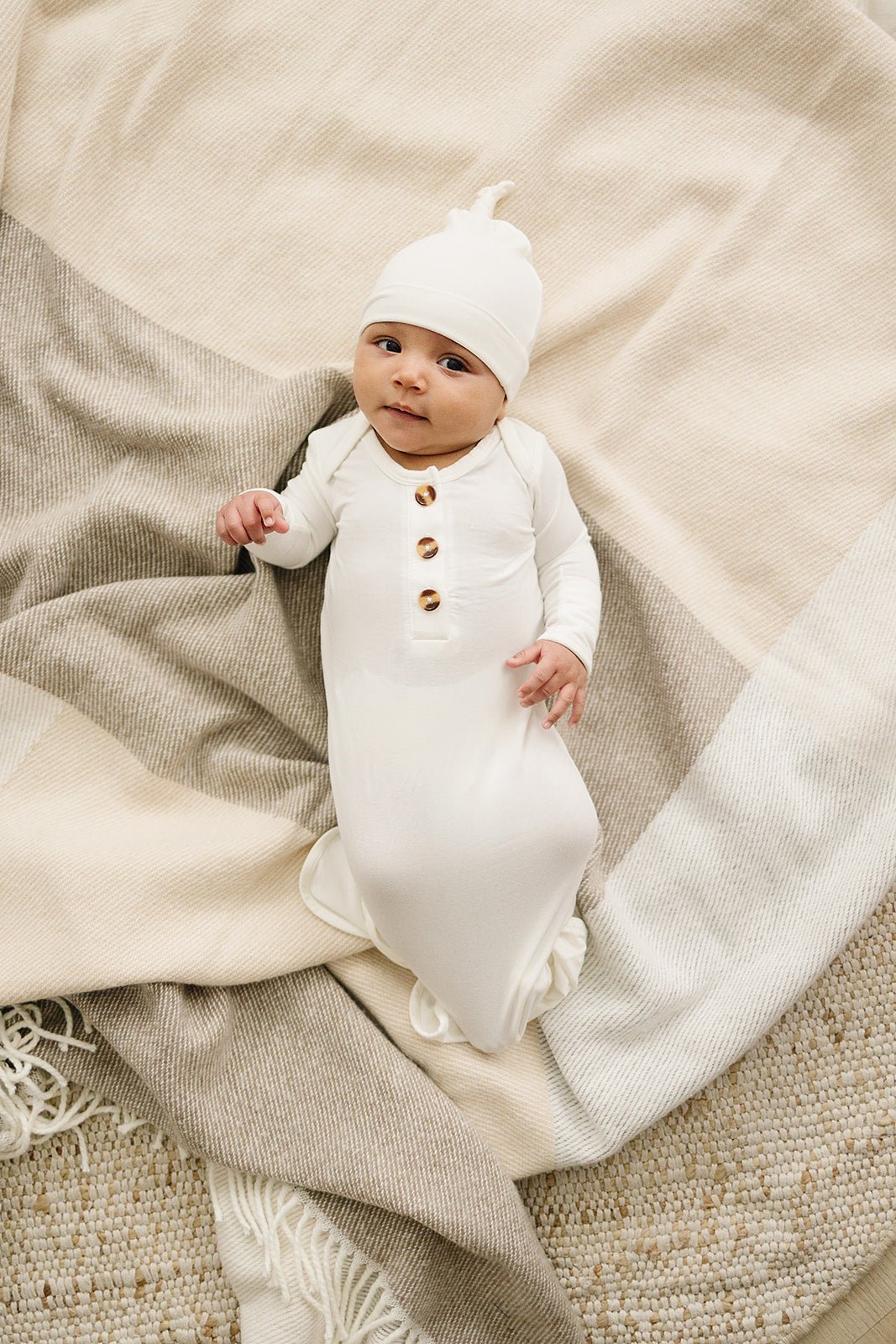 Knotted Baby Gown - Solid White