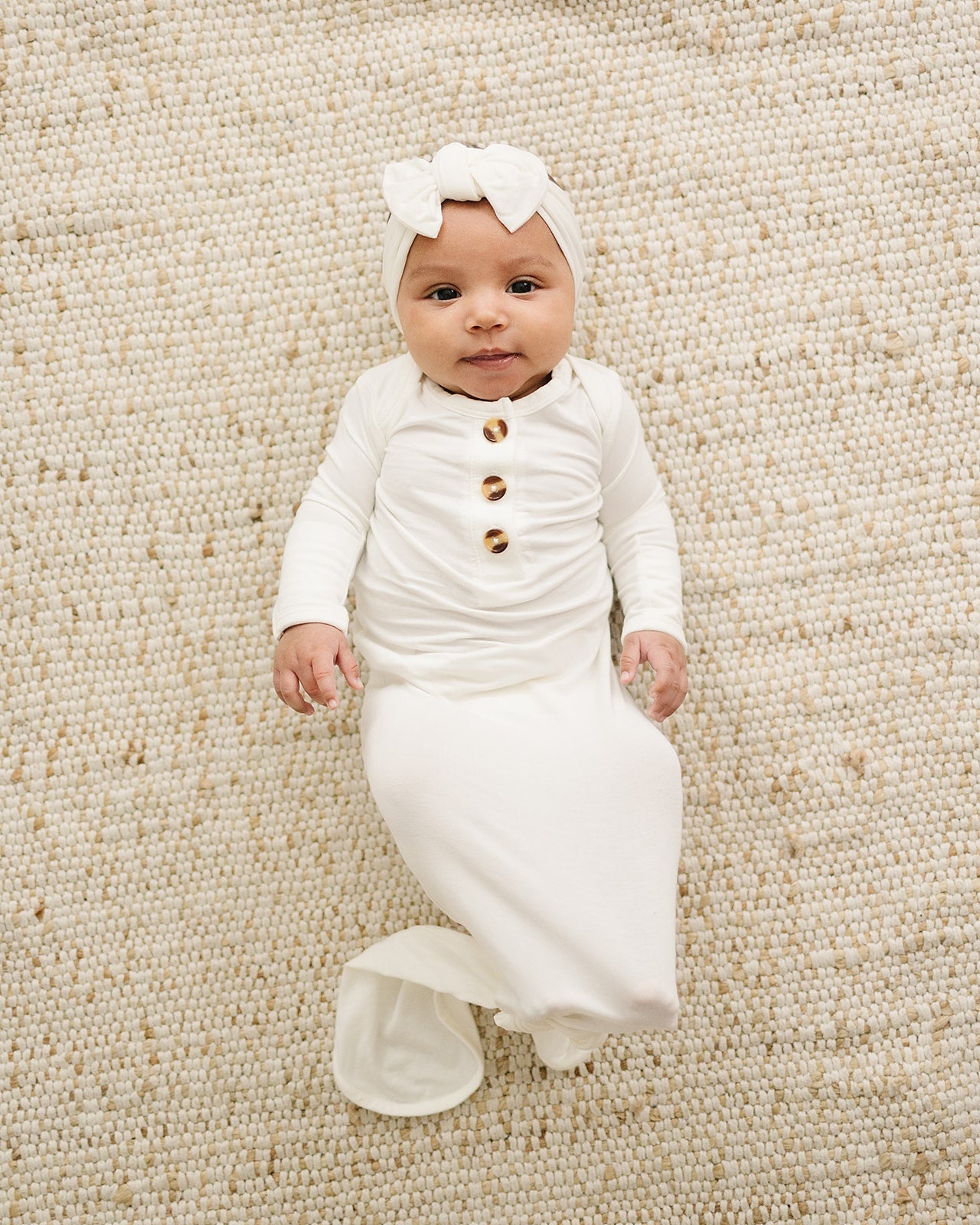 Knotted Baby Gown - Solid White