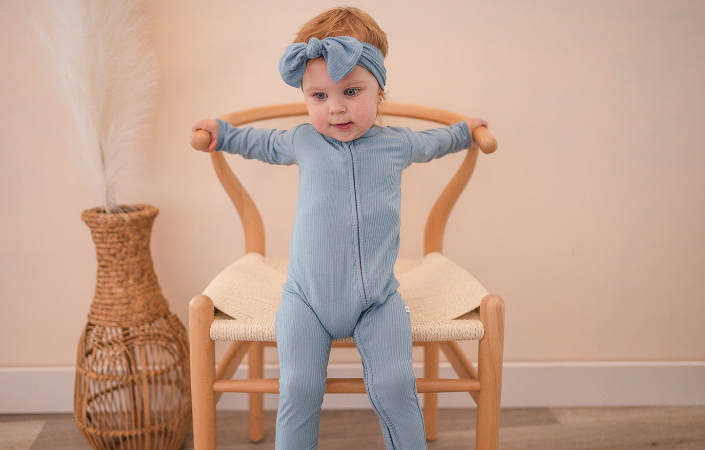 Knotted Headband - Arona Blue Ribbed