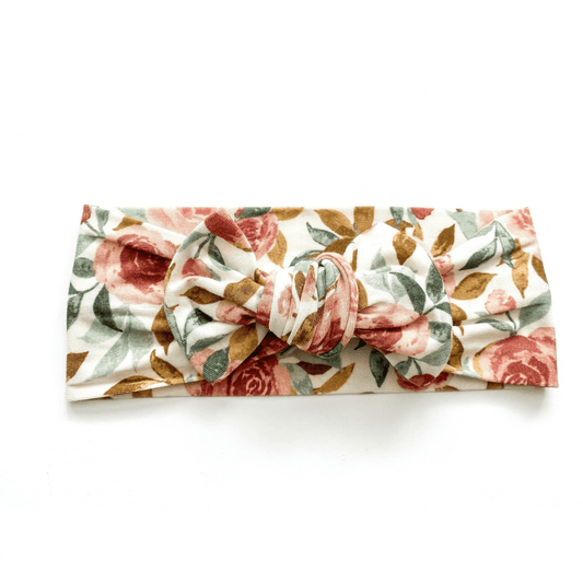 Dusty Pink Floral Bamboo Baby Headband