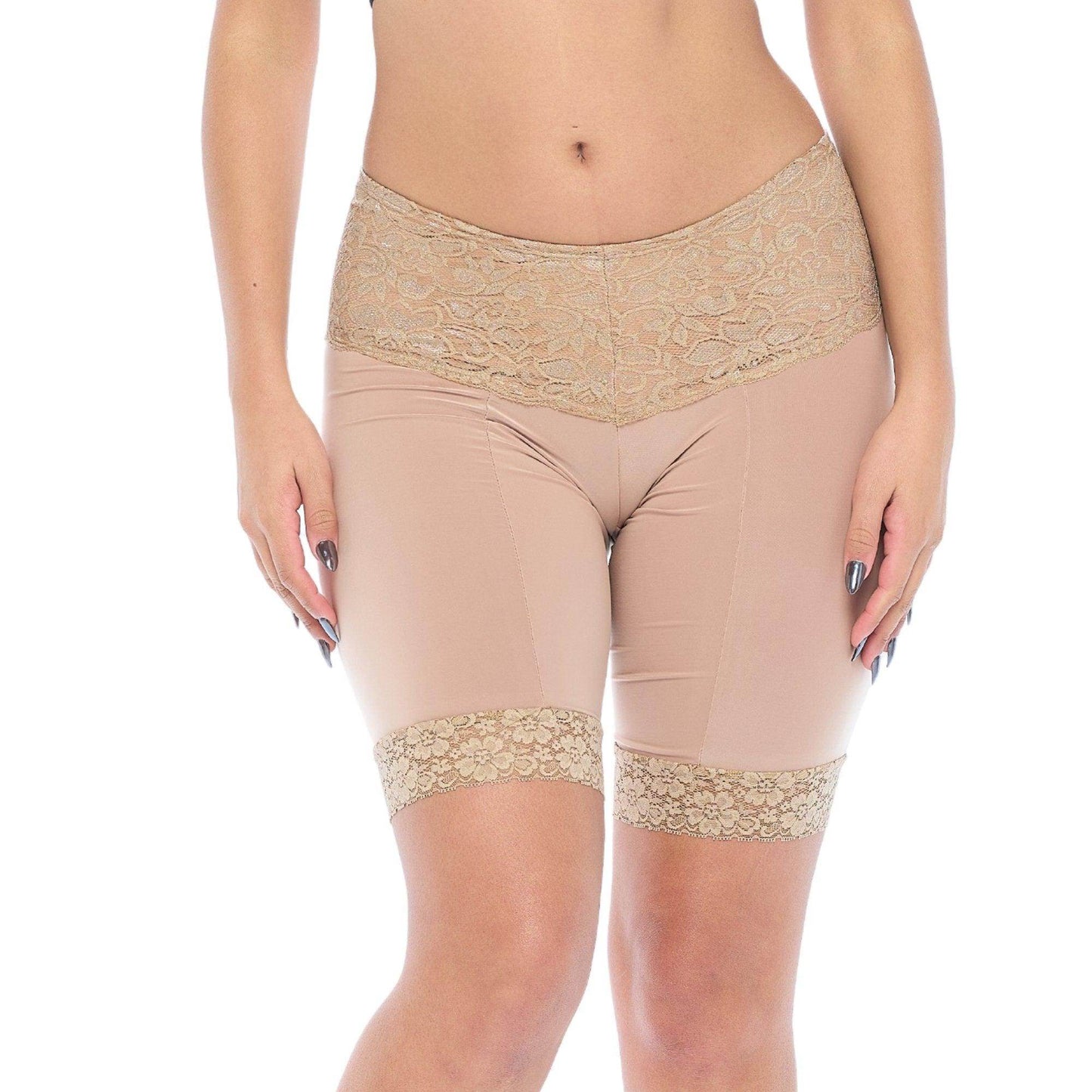 Signature Lace Shortlette Slipshort 9" | Beige