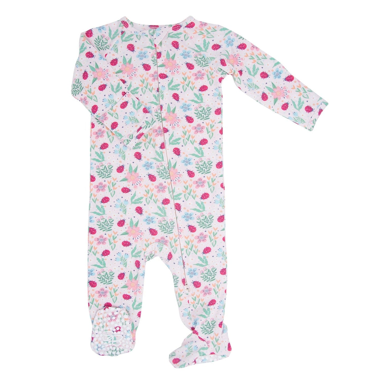 Ladybug Flower Garden Zipper Footie