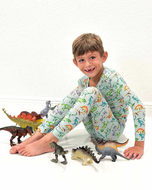 Landon Dinosaur Bamboo Toddler Lounge Set – 2-Piece Pajamas