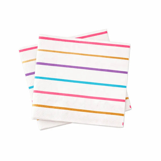 Large Striped Pastel Paper Lunch Napkins (16pcs)