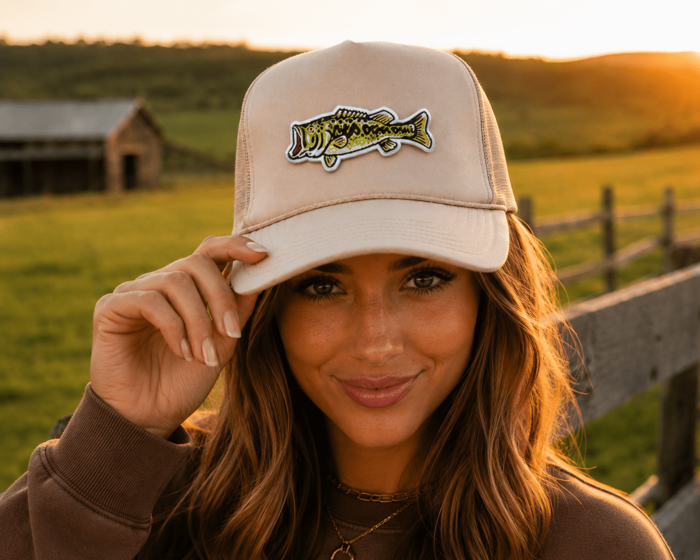 Largemouth Bass Patch Trucker Hat