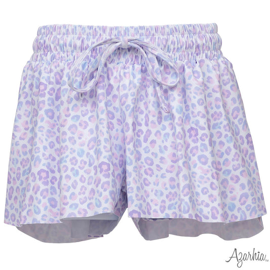 Azarhia Girls Leopard Love Butterfly Flowy Shorts | Pastel Leopard Boutique Shorts