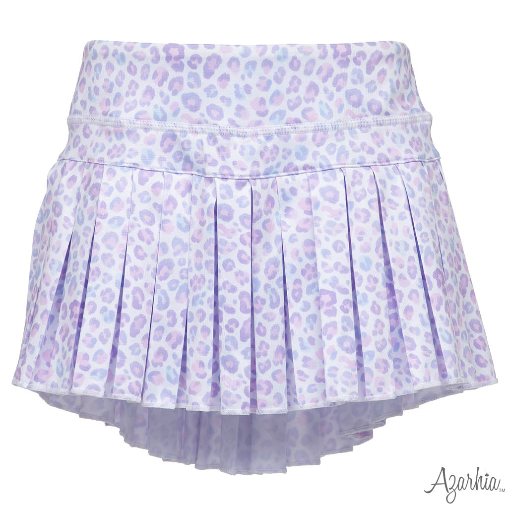 Azarhia Girls Leopard Love Mini Pleated Skort | Pastel Leopard Boutique Tennis Skirt