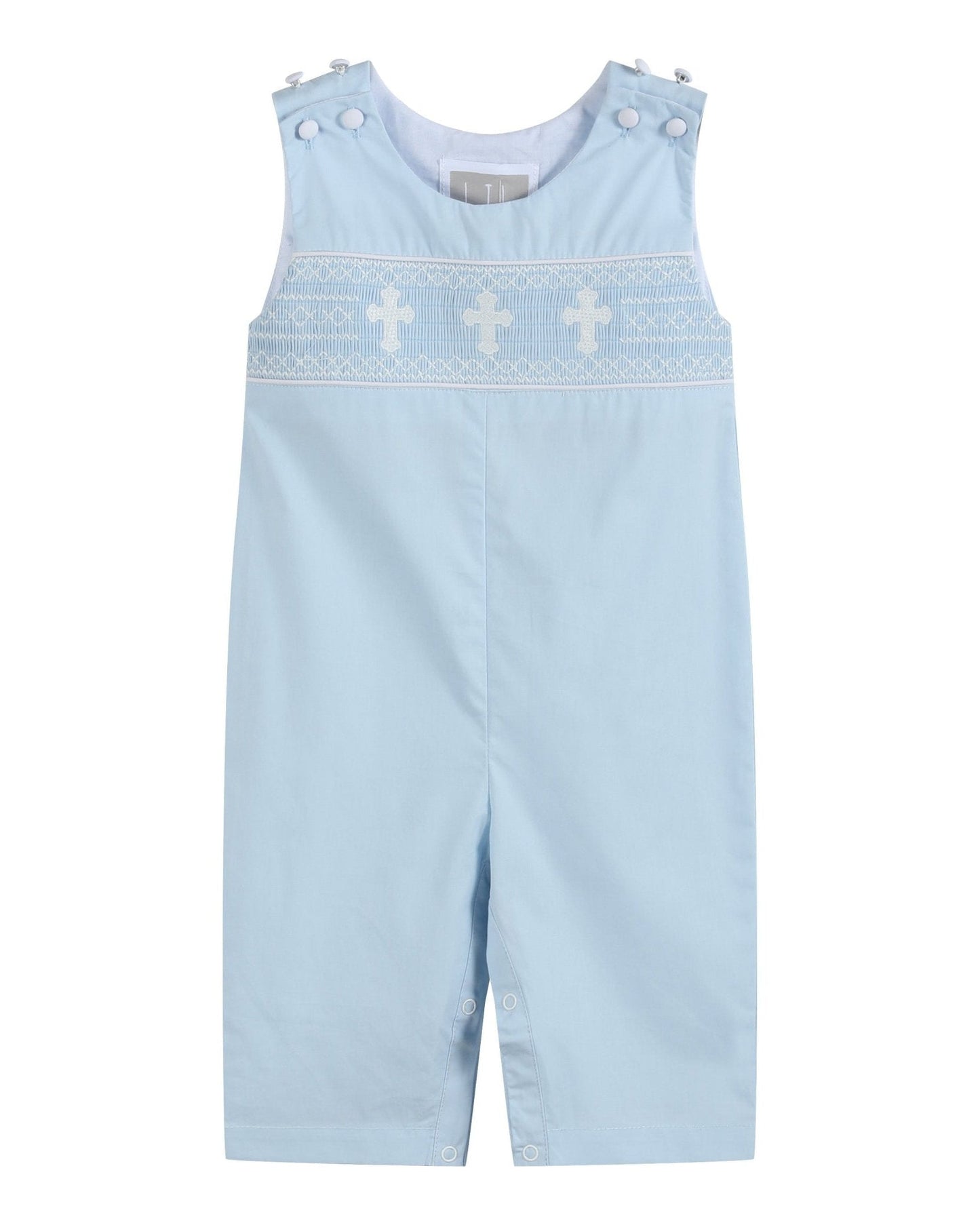 Light Blue Crosses Smocked Longalls