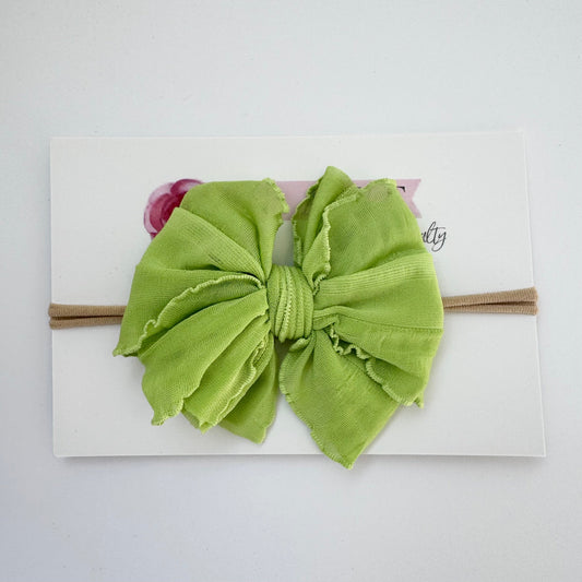 Lime | Skinny Mini Nylon Ruffled Baby Headband