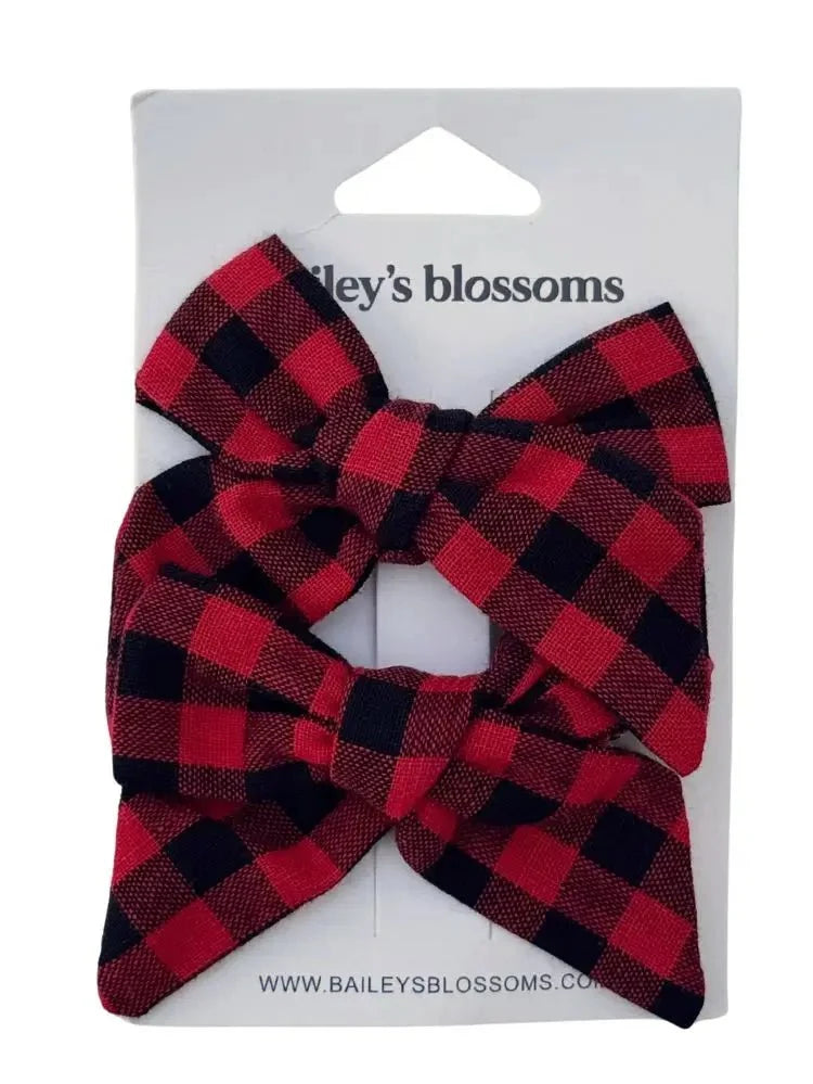 Linen Cotton Piggie Set - Red and Black Gingham