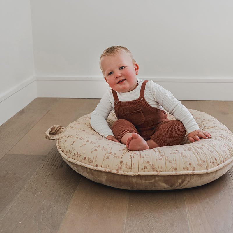 Pello Multi-use Luxe -Toddler Floor Pillow/Play Mat/Lounger - Happy Camper
