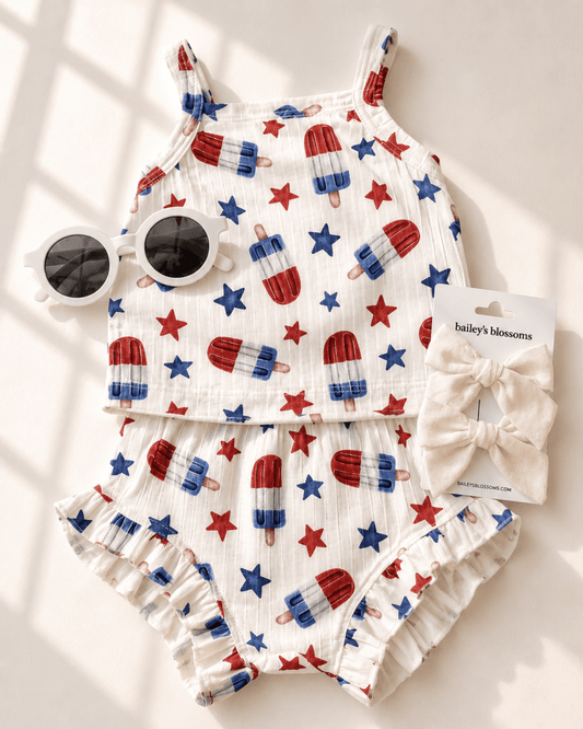 Luna Top & Bloomer Set - Patriotic Popsicles