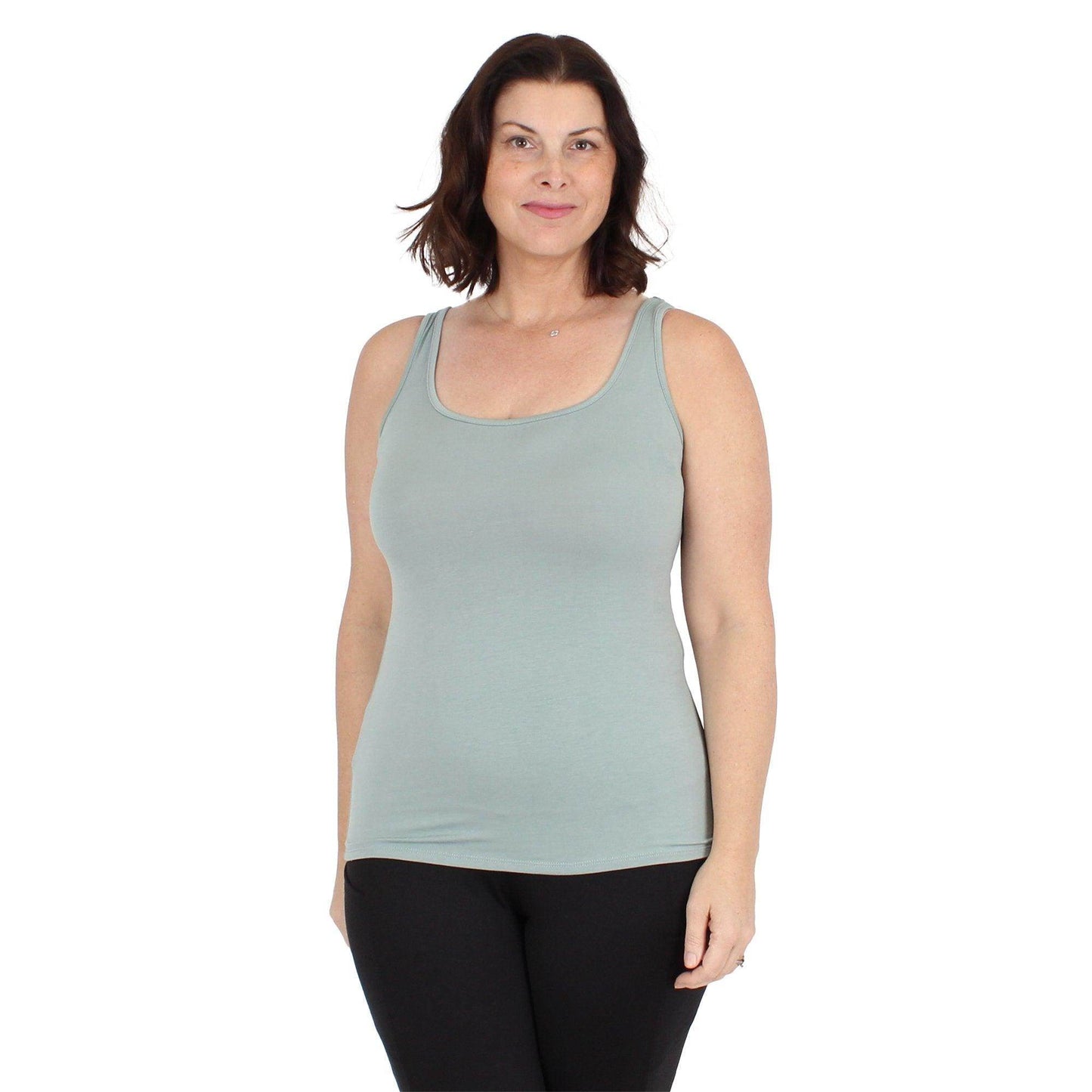 Lux Essential Tank Top | Green Dusty