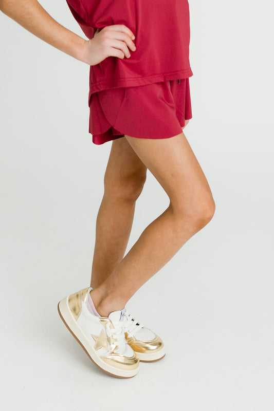Maroon Kid Butterfly Shorts