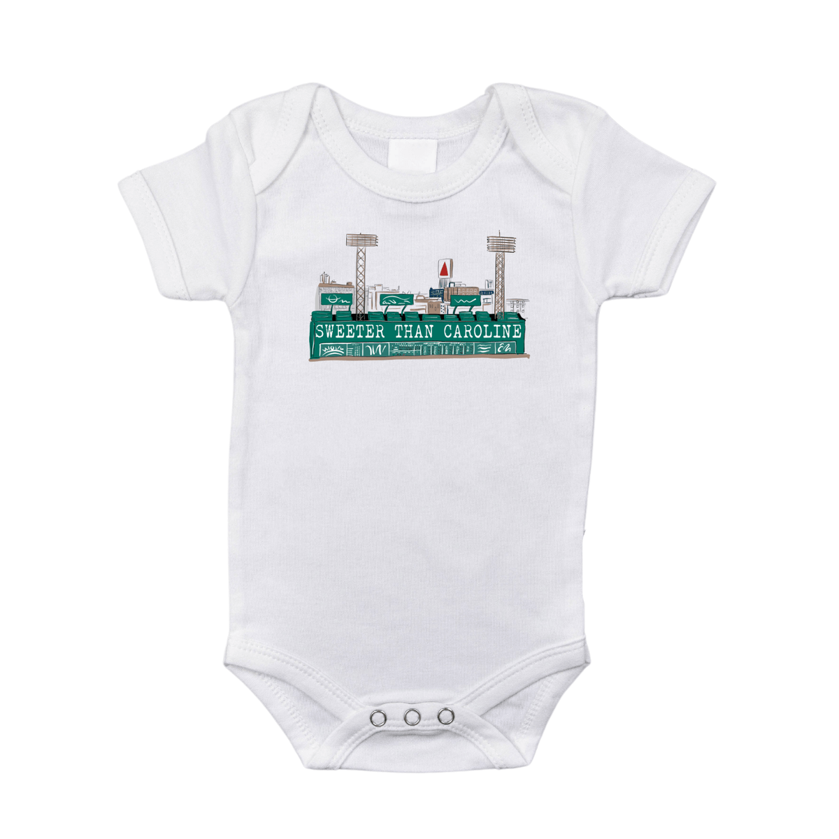 Massachusetts (Sweeter than Caroline) Newborn Gift Bundle: Swaddle, Bib & Onesie