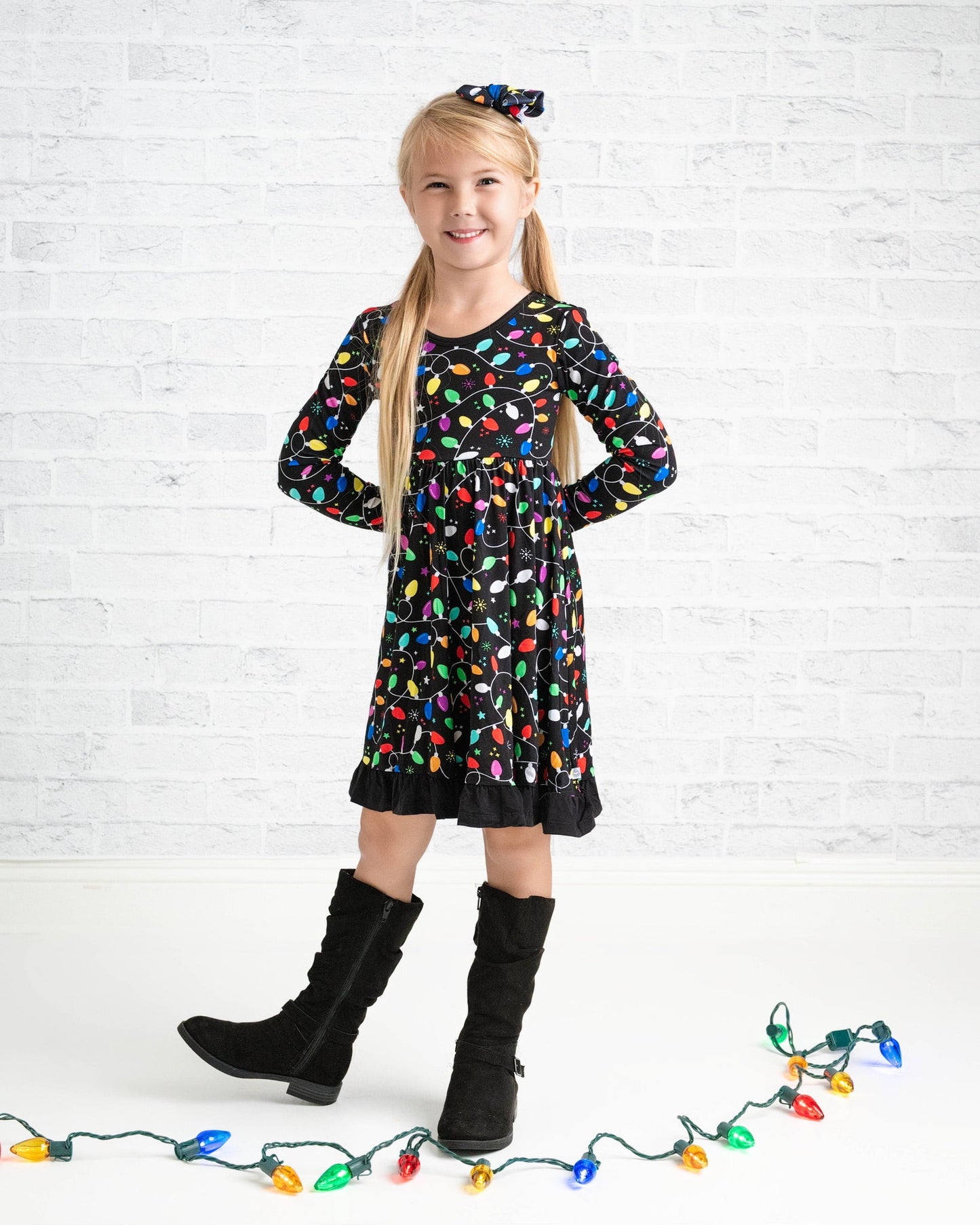 Holiday Lights | Toddler & Girls Bamboo Ruffle Twirl Dress