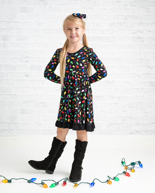 Holiday Lights | Toddler & Girls Bamboo Ruffle Twirl Dress