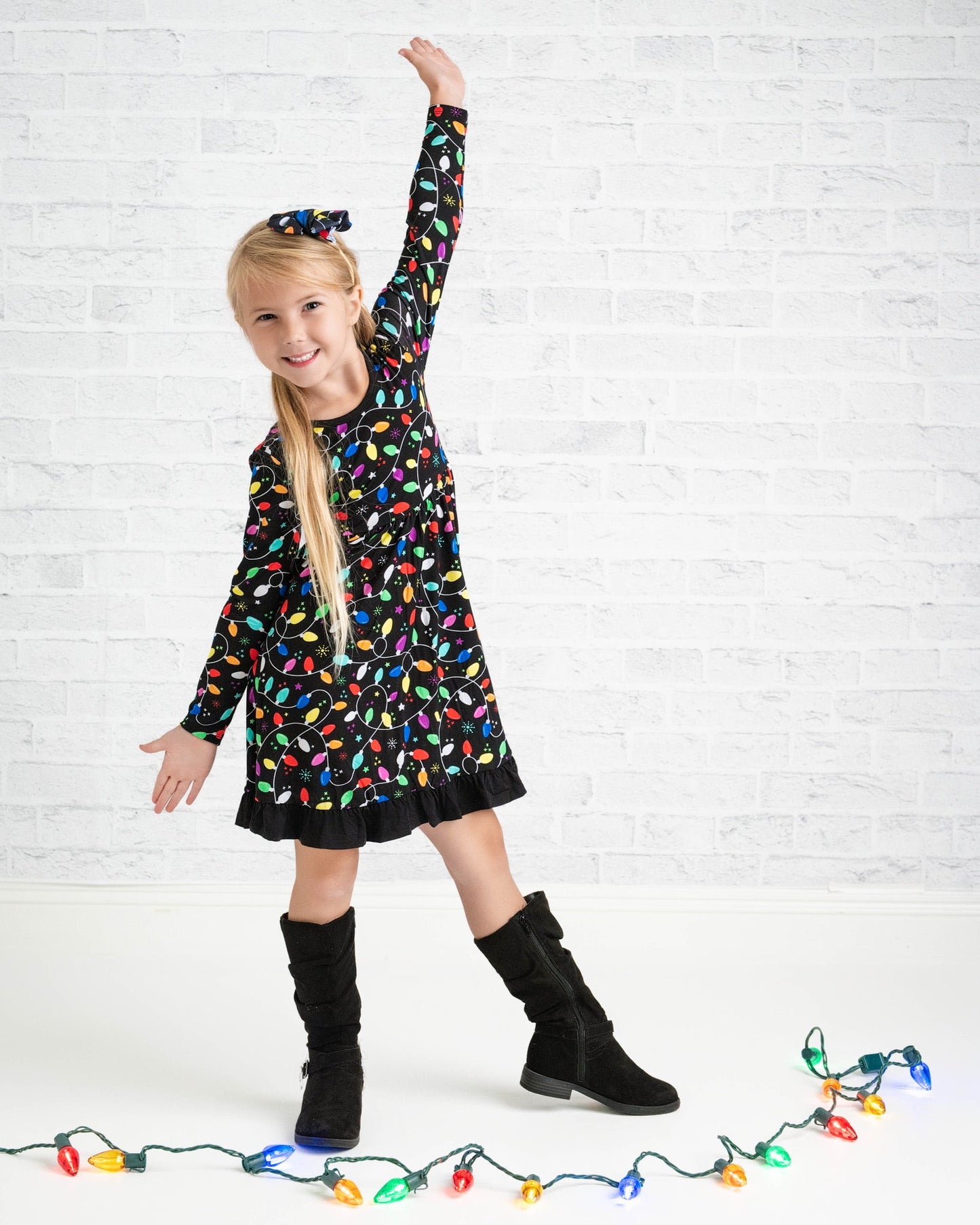 Holiday Lights | Toddler & Girls Bamboo Ruffle Twirl Dress