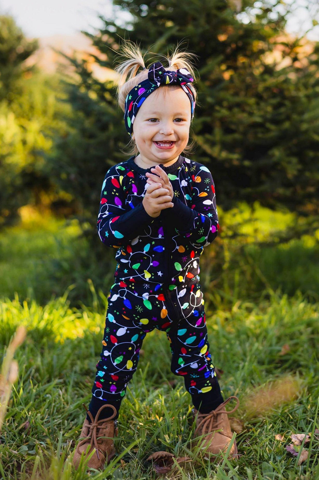 Christmas | Holiday Lights | Bamboo Zipper Pajamas