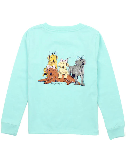 Girls Puppy Pile LS T-Shirt