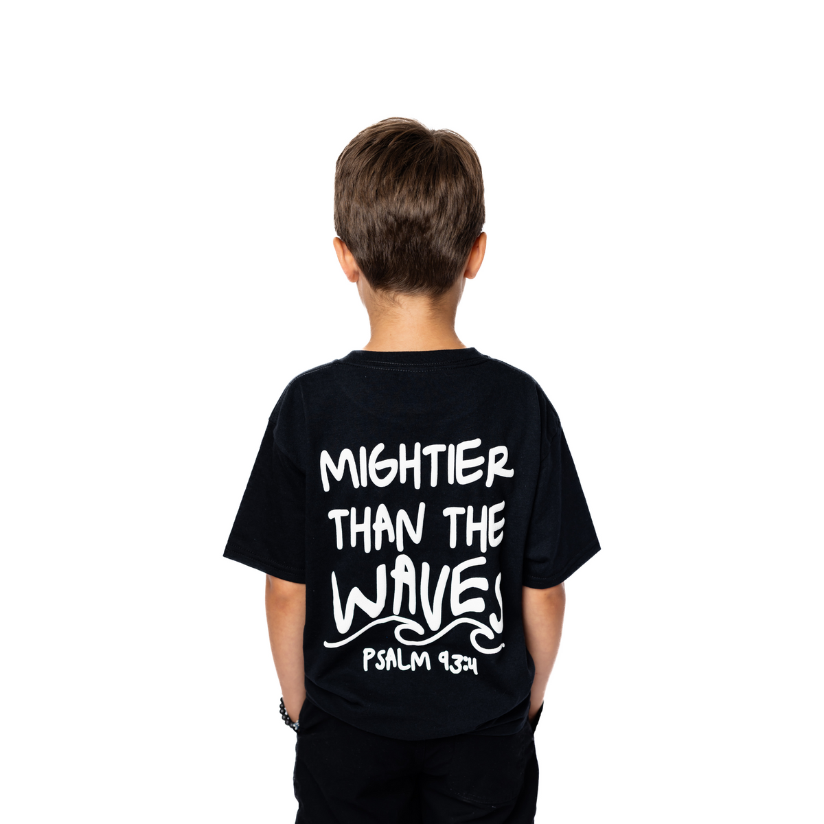 Mightier than the Waves Christian Kid Shirt – Soft Cotton Faithbased Sunday School Tee