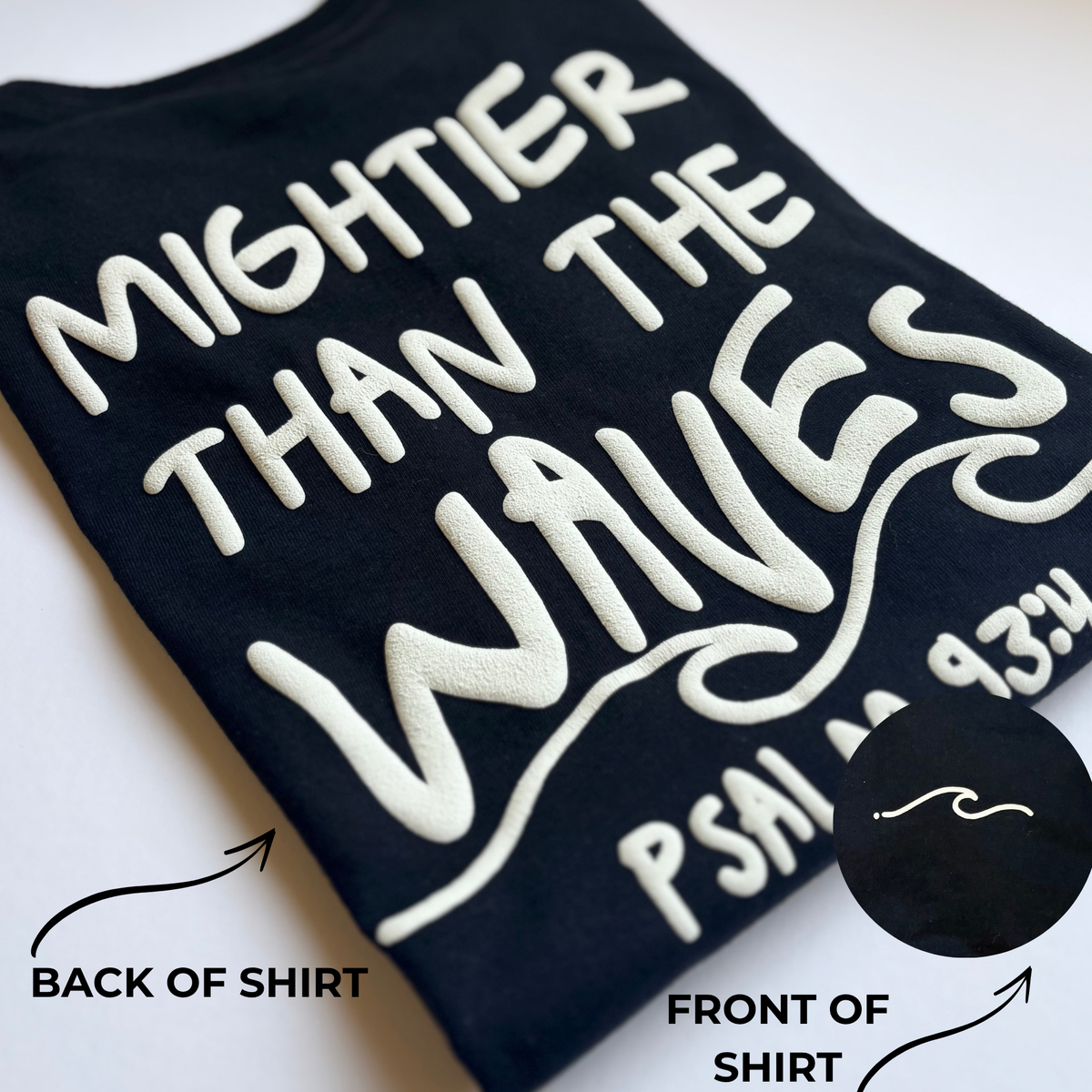 Mightier than the Waves Christian Kid Shirt – Soft Cotton Faithbased Sunday School Tee