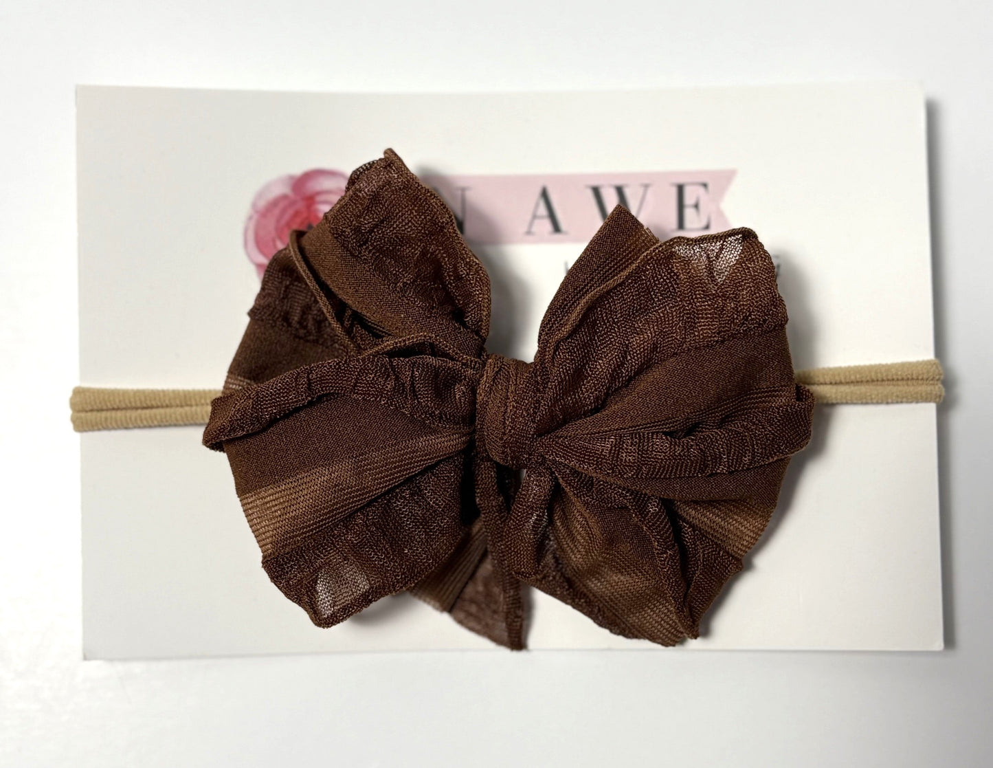Skinny Mini Ruffled Headband | Brown