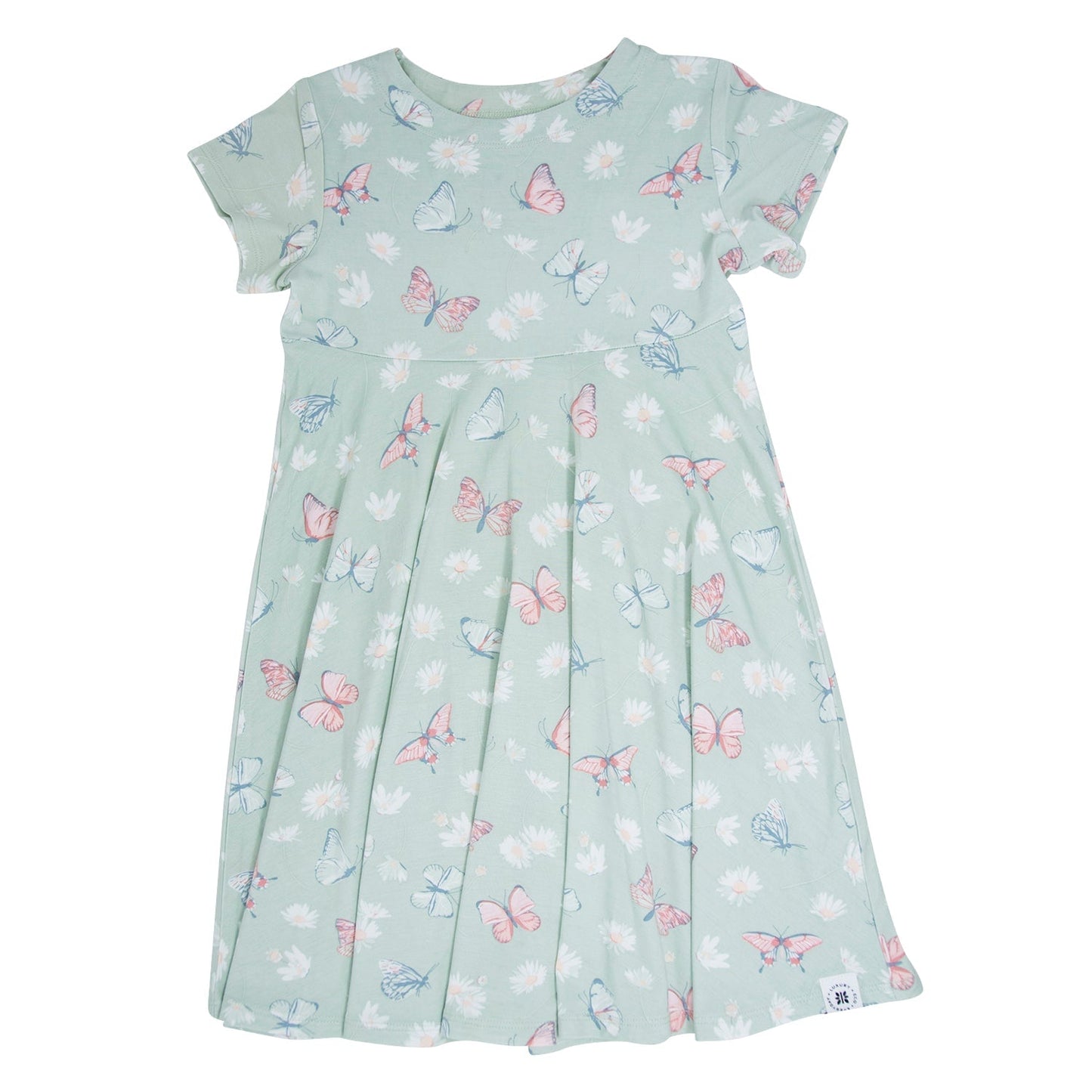 Mint Butterfly Daisy Bamboo Cap Sleeve Swirly Girl Dress